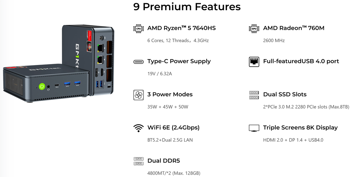 GMKtec M6 Ultra AMD Ryzen™ 5 7640HS Mini PC