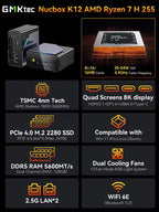 GMKtec K12 AMD Ryzen™ 7 H 255 Gaming Mini PC