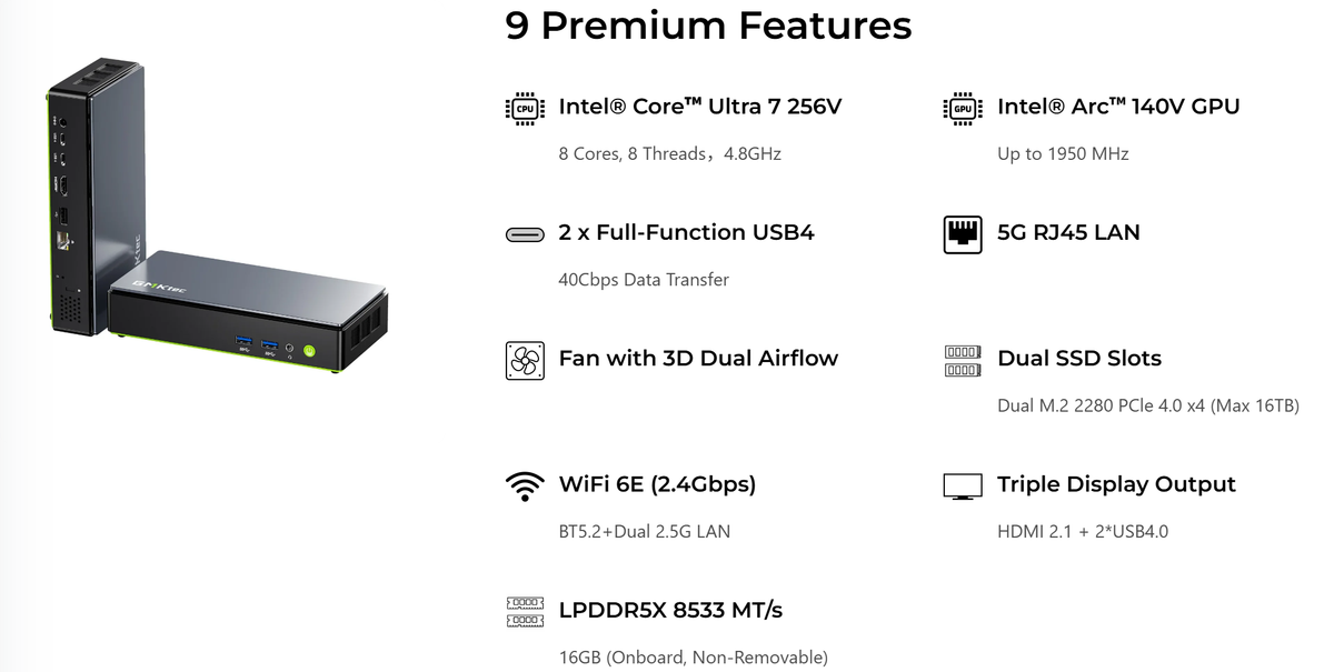 GMKtec K13 Intel® Core™ Ultra 7 256V Mini PC