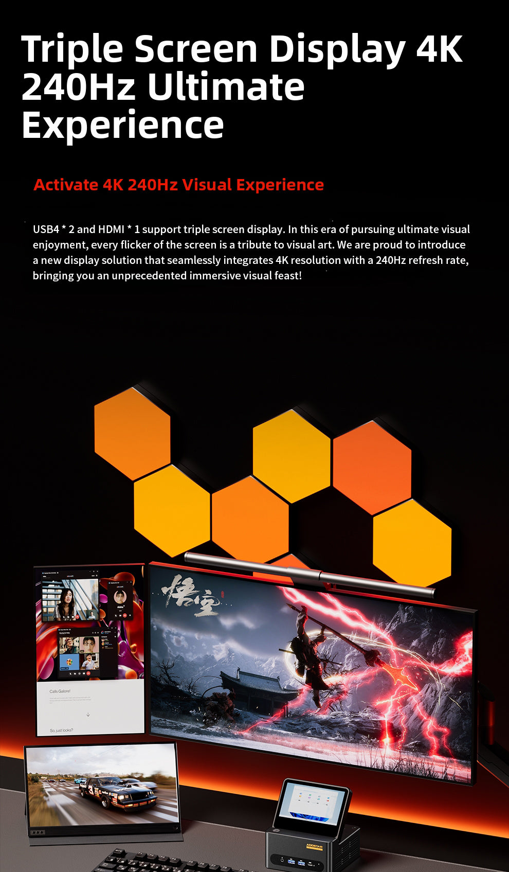 Aoostar G-FLIP Ryzen™ 7 8745HS Mini PC DDR5 PCIe 4.0