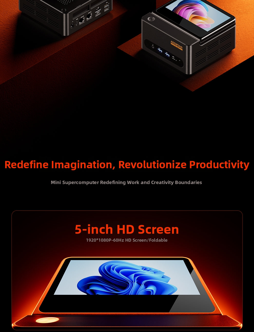 Aoostar G-FLIP Ryzen™ 7 8745HS Mini PC DDR5 PCIe 4.0
